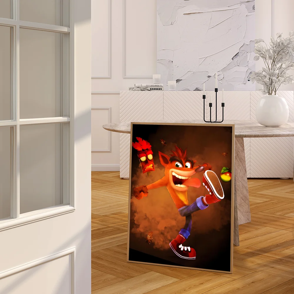 1pc Crash Bandicoot Game Poster Movie Sticky Posters Retro Kraft Paper Sticker DIY Room Bar Cafe Aesthetic Art Wall Painting