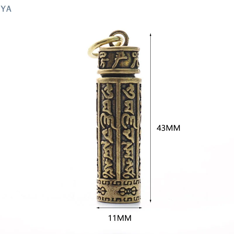 

[YA]Brass Cylinder Pendant Keychain Hanging Jewelry Pill Box Medicine Container