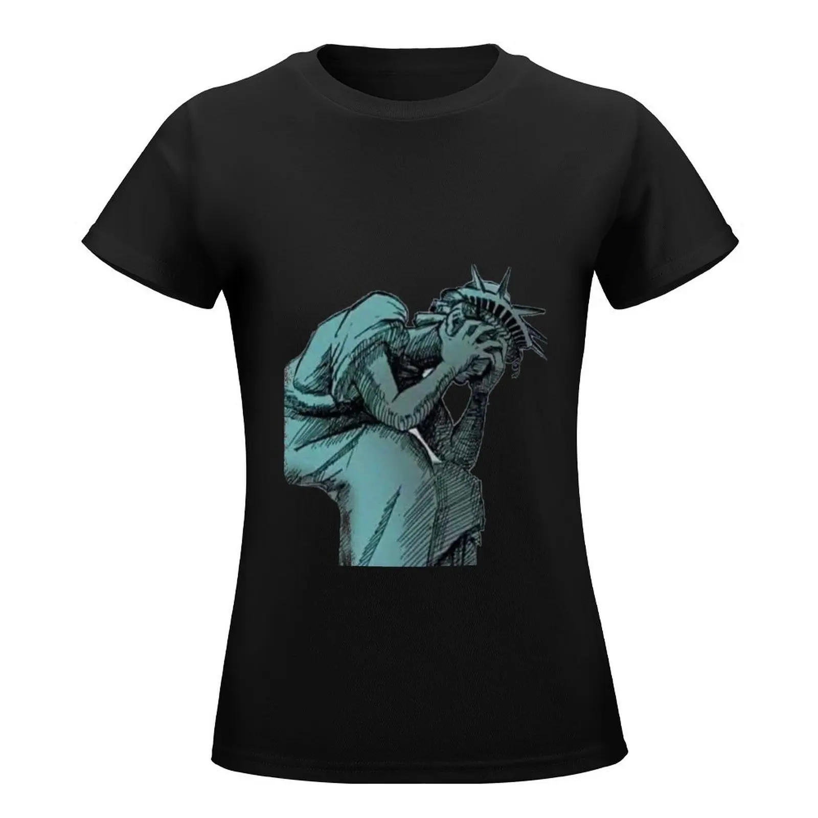 Statue Of Liberty tears T-Shirt hippie clothes anime clothes Woman clothing