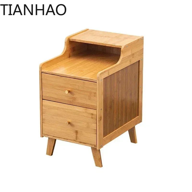Bamboo Bedside Tea Table Creative Side Storage Cabinet Perfect for Bedroom Comfort Living Room Elegance Furniture