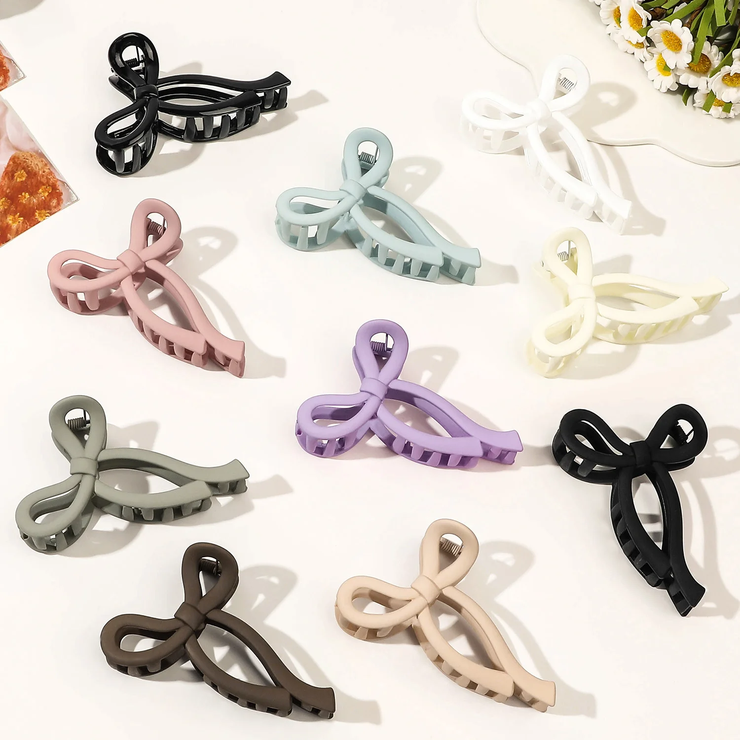 Matte Bow Large Hair Claw Crab Ponytail Hair Accessories for Women Acrylic Bowknot Hair Clips Hairpins Girls Barrettes Headbands