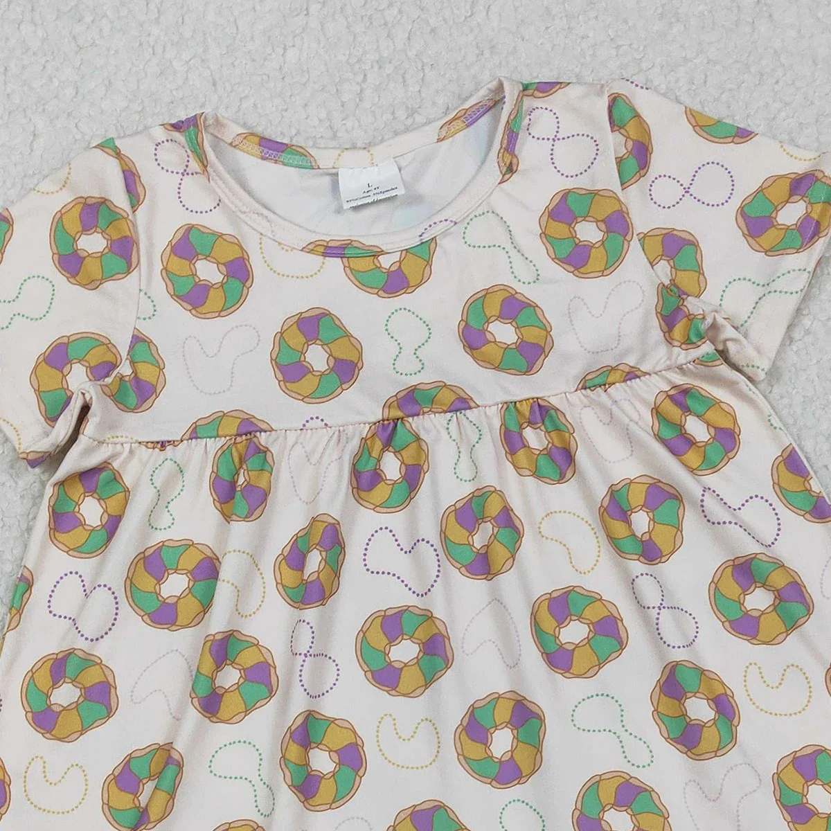 الجملة طفلة قصيرة الأكمام فساتين طول الركبة ماردي غرا ملابس الأطفال طفل الكعك دوامة فستان ملابس الرضع