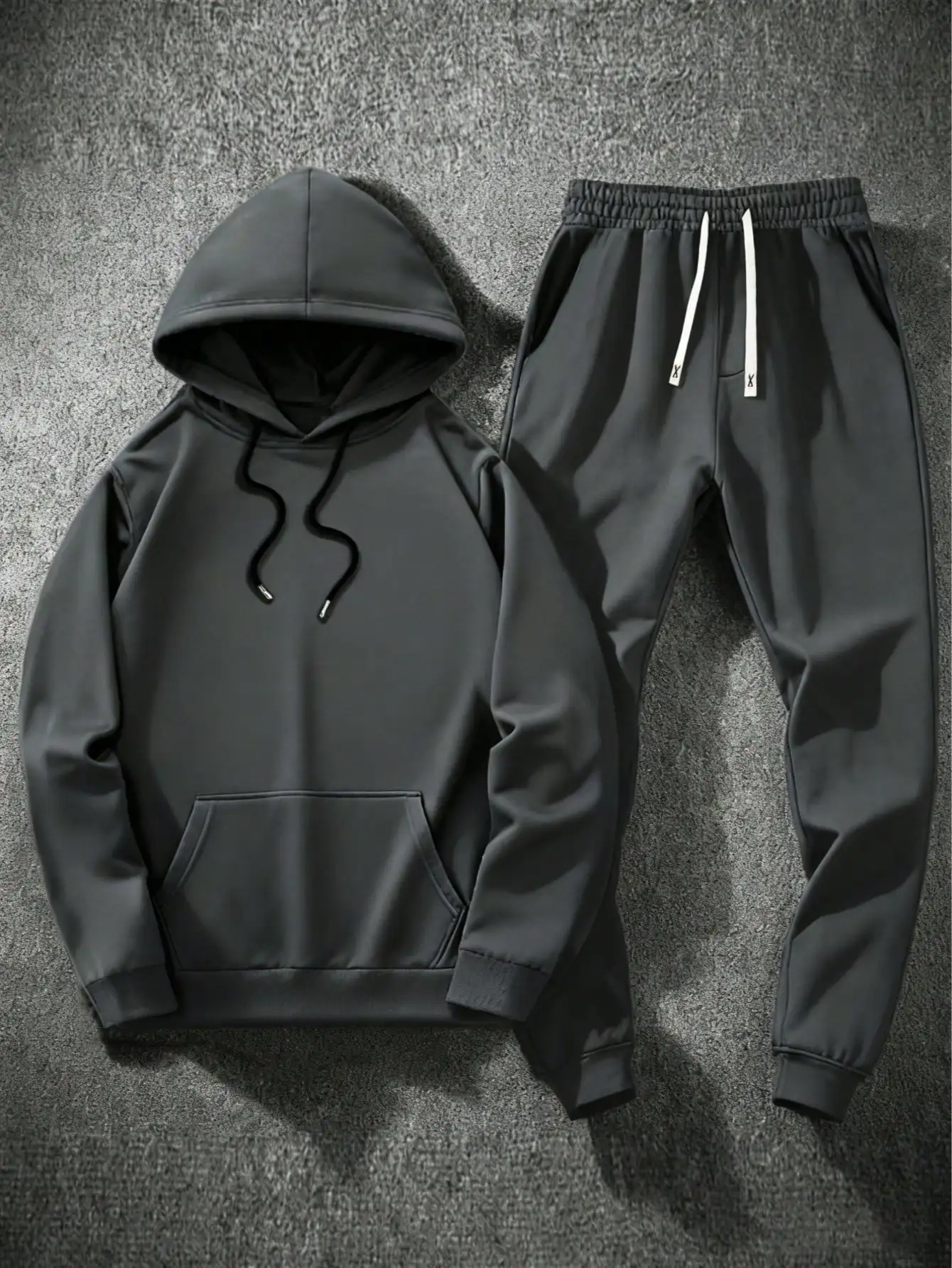 

Plus Size Men's Thick Casual Drawstring Hoodie Sweat Suit Set