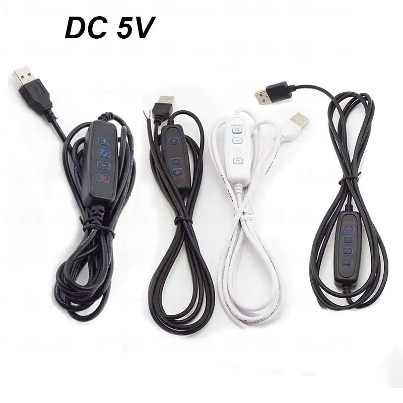 Port USB kabel zasilający DC 5V LED ściemniacz ściemniacz 2pin 3pin przewód przedłużacz linii kolorowa kontrola światła LED chipy B4