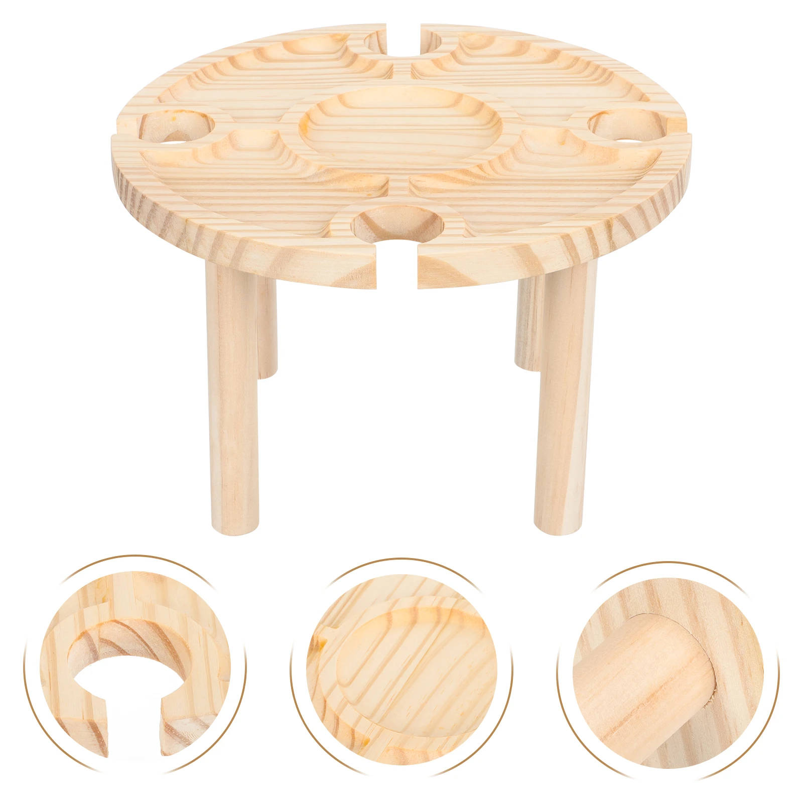 

1pc Wooden Wine Outdoor Picnic Portable Wooden Table For Camping Beach Wine Rack Storage Fruit Serving Desk Beverage Table Home