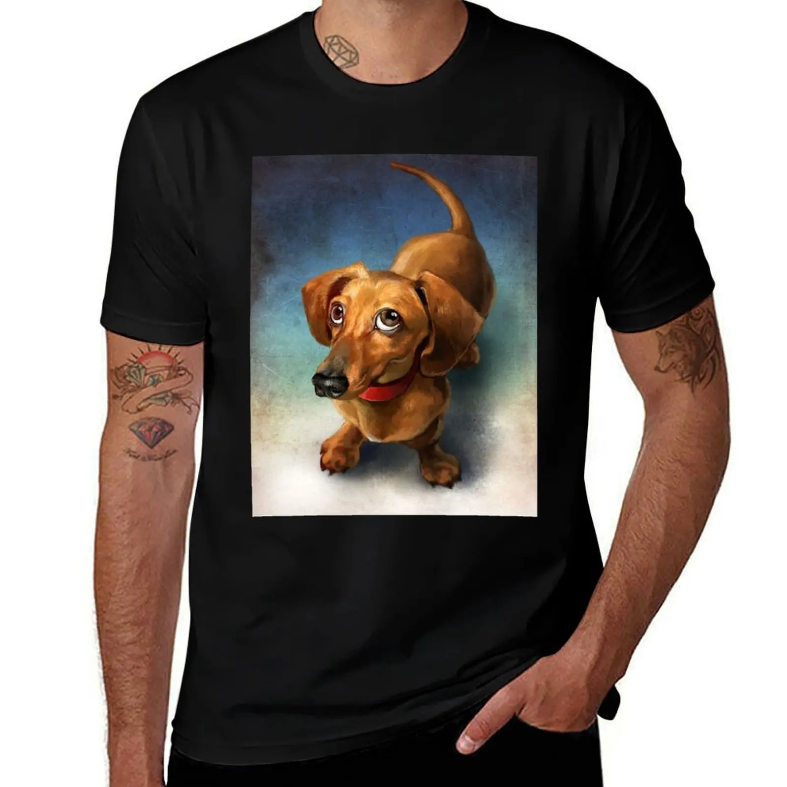 

Dachshund Dog cute Portrait Art T-Shirt t shirts cotton 100% t shirts for man cotton soft funny t shirts dark humor T-shirt