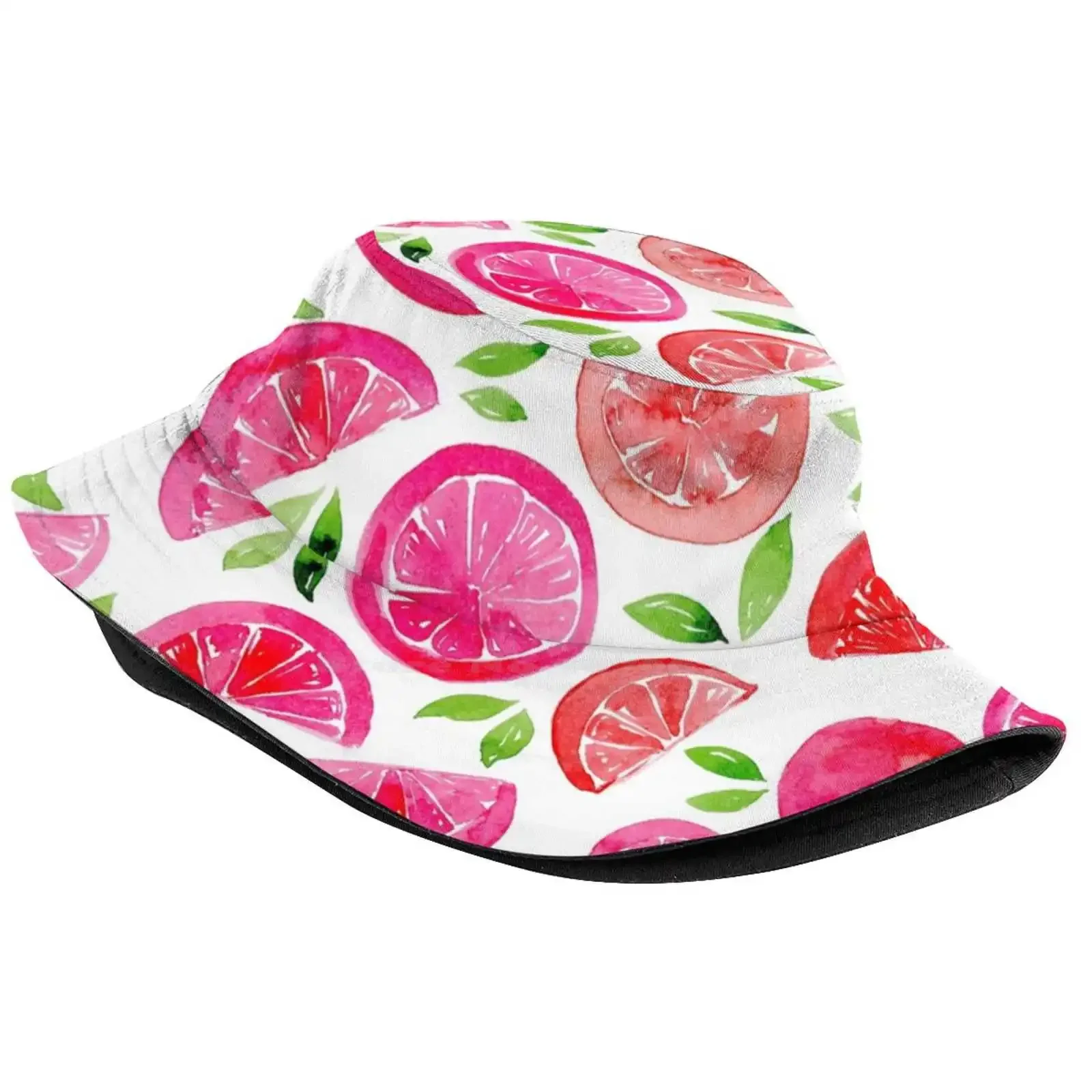 Watercolor Grapefruit - Pink Sun Cap Fisherman Hat Bucket Hats Watercolor Pink Grapefruit Citrus Citric Food Pattern