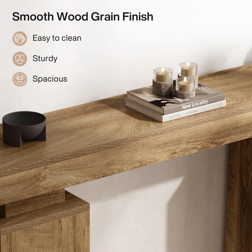 63-Inch Long Console Table,  Entryway Table Behind Couch, Wooden Foyer Stand Entry Station, Modern Hallway