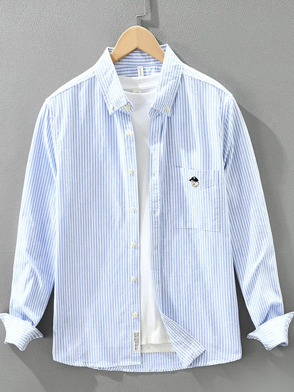 

Ткань из бычьей ткани с вышивкой Long Sve Casual irt, мужской осенний японский Sle, винтажный свободный воротник из чистого хлопка Haome irt...