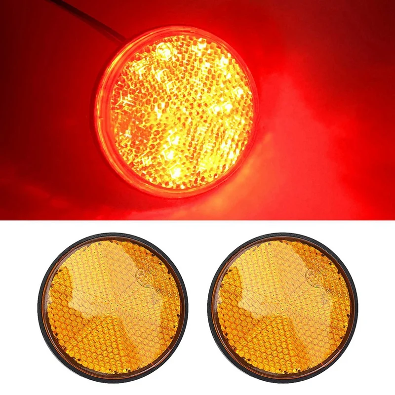 8Pcs 2 Inch Round Orange Reflector Universal For Motorcycle ATV Dirt Bike