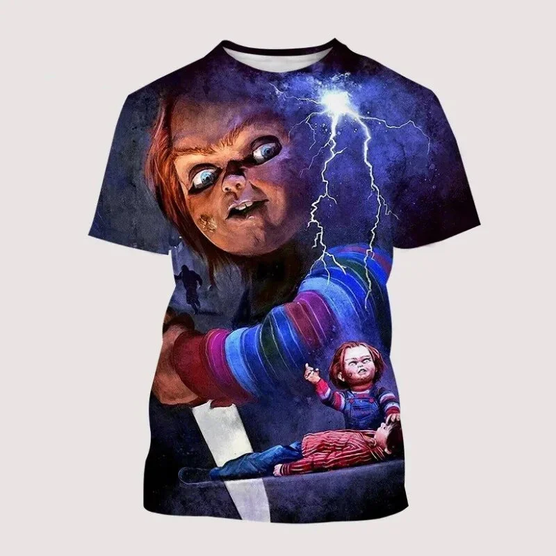 Summer Chucky Horror 3D Printed T-Shirts Men Women Fashion Streetwear Oversized Short Sleeve T Shirt Kids Tees Tops Man Clothing - Image 2