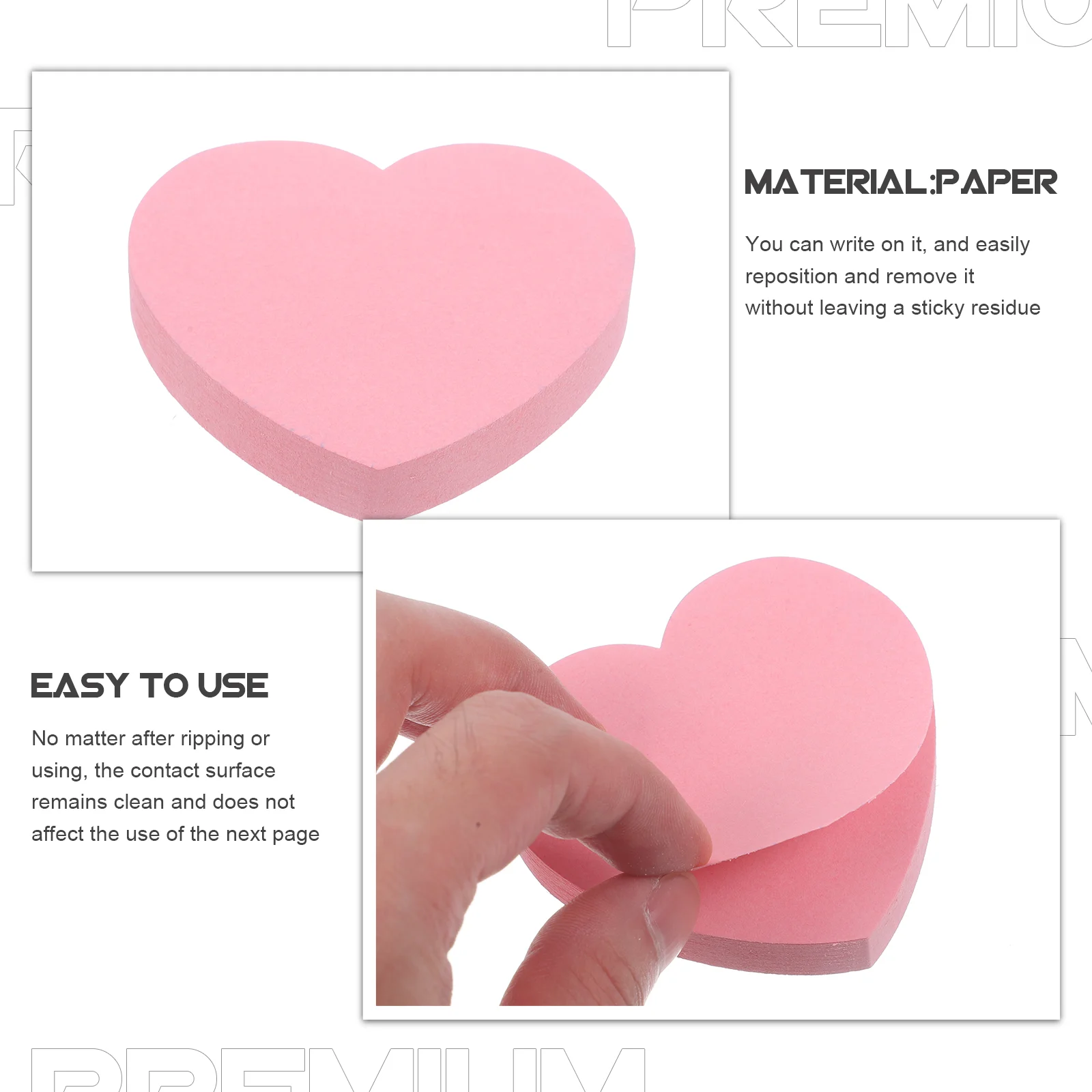 4 Books Portable Pink Love Sticky Notes Student Scrapbook Stickers Heart Shaped Notepads Paper Supply