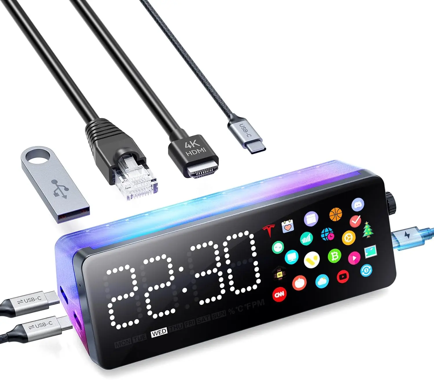 

7-in-1 USB-C Docking Station with Screen, 4K HDMI, 90W PD, Ethernet, Plug & Play for Laptops