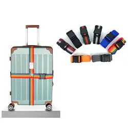 Rainbow Plastic Buckle Webbing Adjustable Anti-lost Luggage Buckle Strap Name Sticker Packing Belt Travel Suitcase Accessories