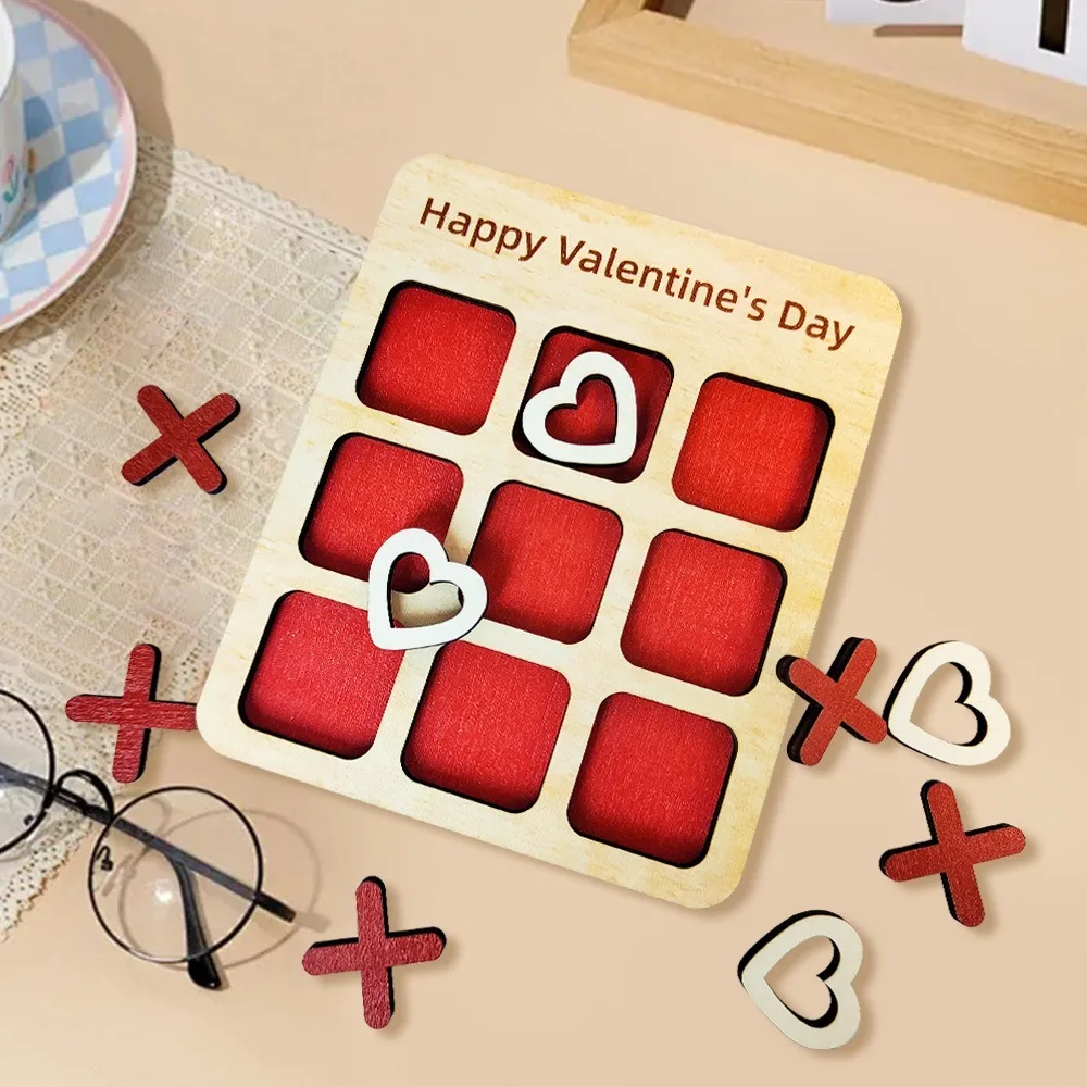 Pädagogisches romantisches Valentinstag-Brettspiel, Mini-Liebesschach aus Holz, Liebesstrategie aus Holz, pädagogisch, interaktiv