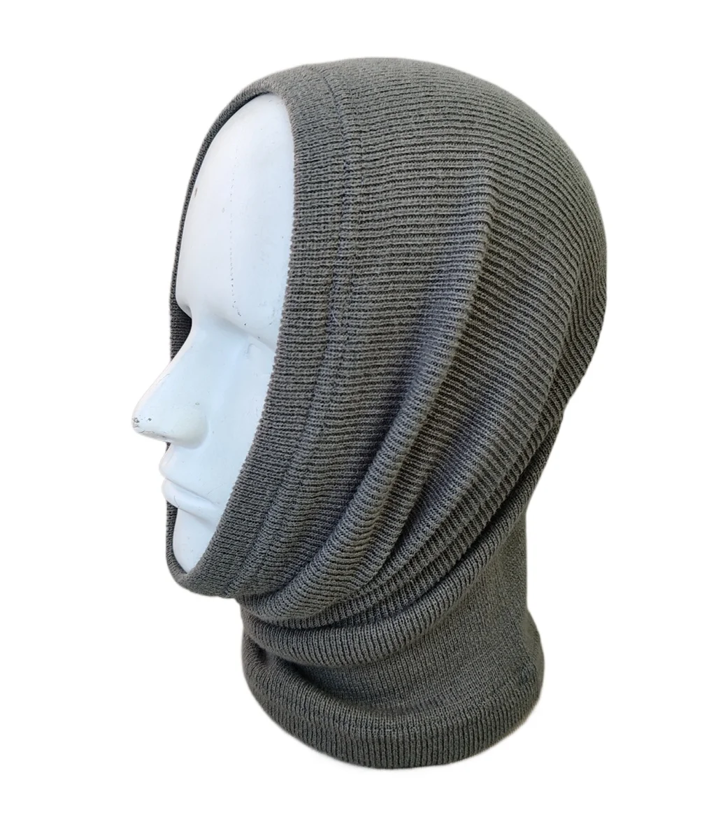 Reproduction of WWII German Army Winter Warm Headwear and Neck Cover Classic Grey Knitted Face Mask for Cold Protection