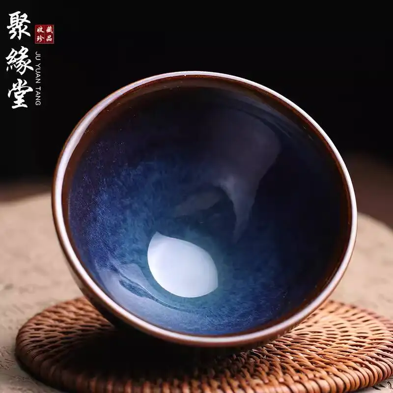 Zhou Jianqiang Of The Intangible Cultural Heritage Returns With Blue Jianzhan Master Cup, A Fully Handmade Tianmu Yaobian Vessel