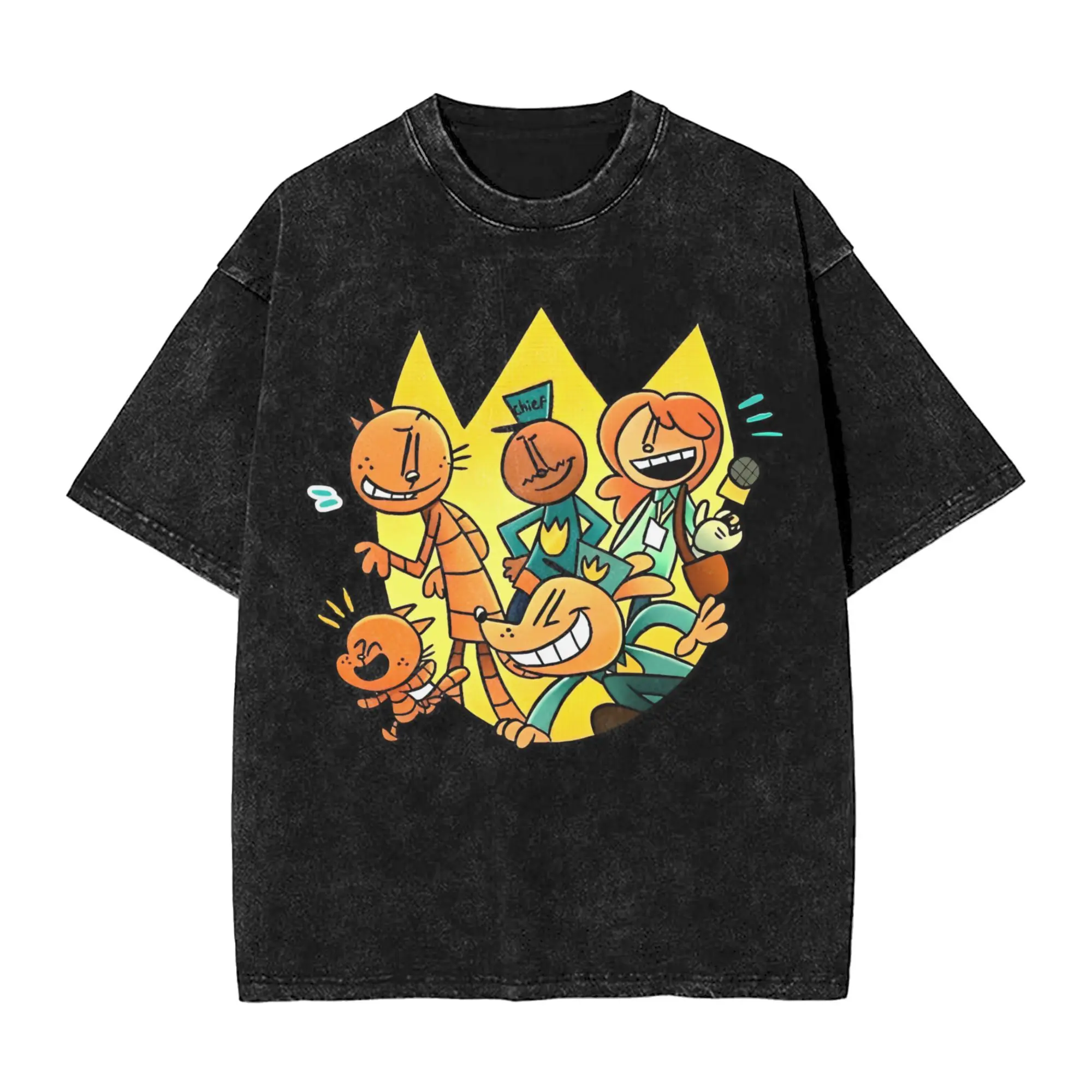 

Oversized Washed T-Shirt DogMan Adventure Cotton T Shirts Popular Tee Shirt for Man Beach Y2K Basic Casual Top Tees