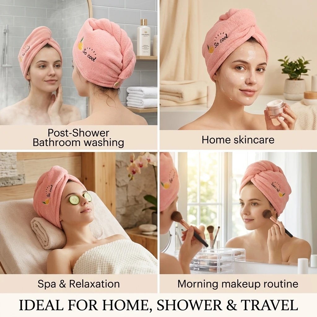 1pc Soft Microfiber Bath Hat Hair Drying Cap, Super Absorbent Quick-Dry Turban Headscarf, Multi-Color Women's Shower Cap