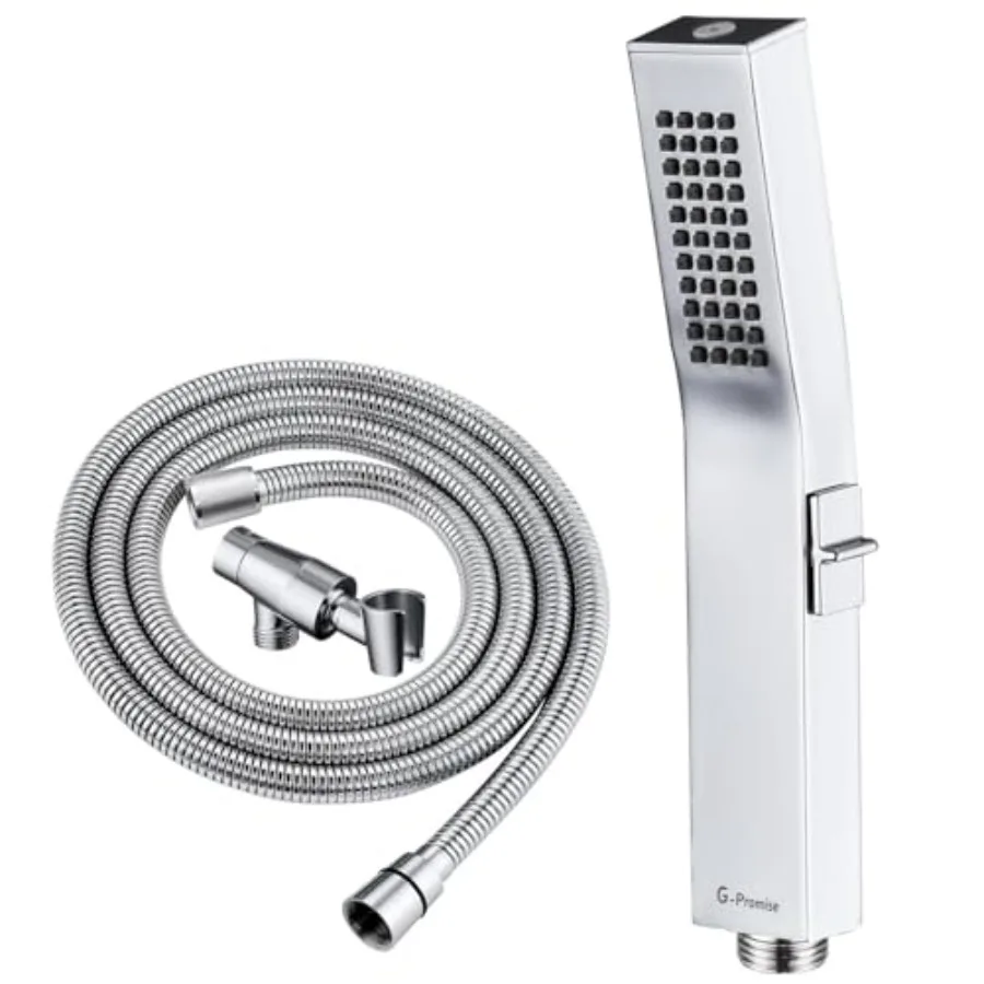 

All Metal Square 2 Function Handheld Showerhead with Side Slide Switch Easy and Quick Switch to Power Wash Mode All Metal Showe