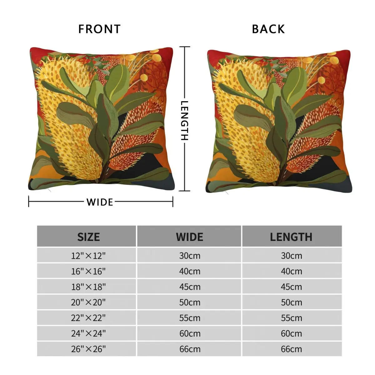 Banksia Florals Botanical Orange Pillowcase Polyester Linen Velvet Pattern Zip Decor Throw Pillow Case Sofa Cushion Cover 18