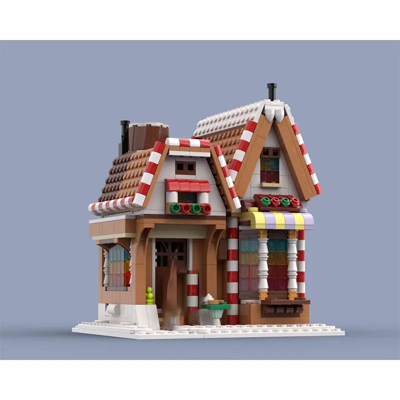 Moc bloco de construção vista rua casa de gengibre de natal – vila de inverno modelo de construção alternativa brinquedos de tijolo presentes criativos