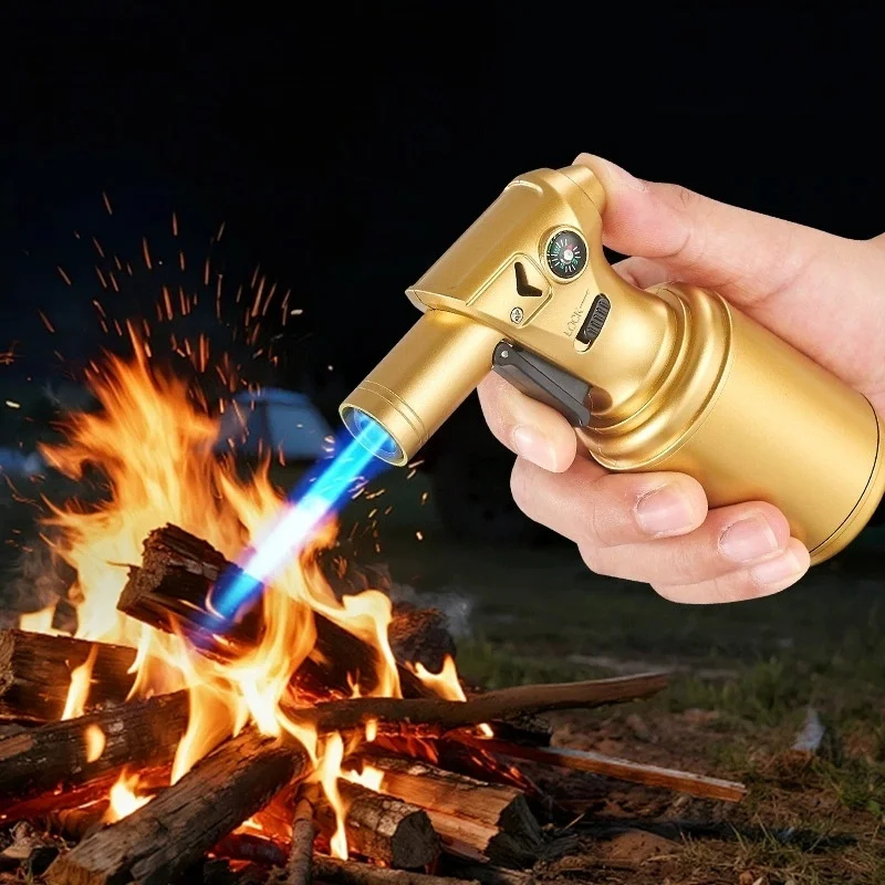 New High Temperature Powerful Straight Torch Lighter Butane Gas Jet Flame Lighter Practical Tool for Camping Kitchen & Home Use