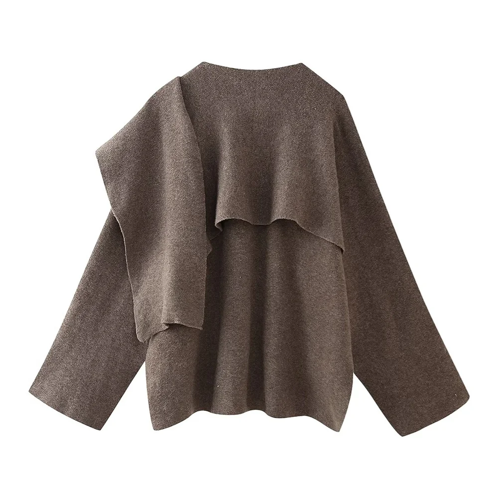 PB&ZA Women's Asymmetric Scarf Cloak Knitted Coat Autumn/Winter New Product Women's Clothing