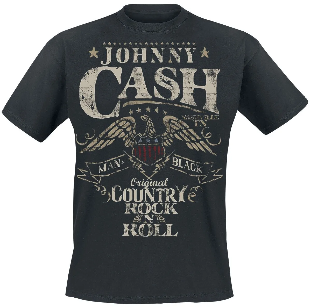 Johnny Cash Vintage American Eagle Print T-Shirt, Pure Cotton Unisex Casual Top, Retro Country Rock Fashion Tee