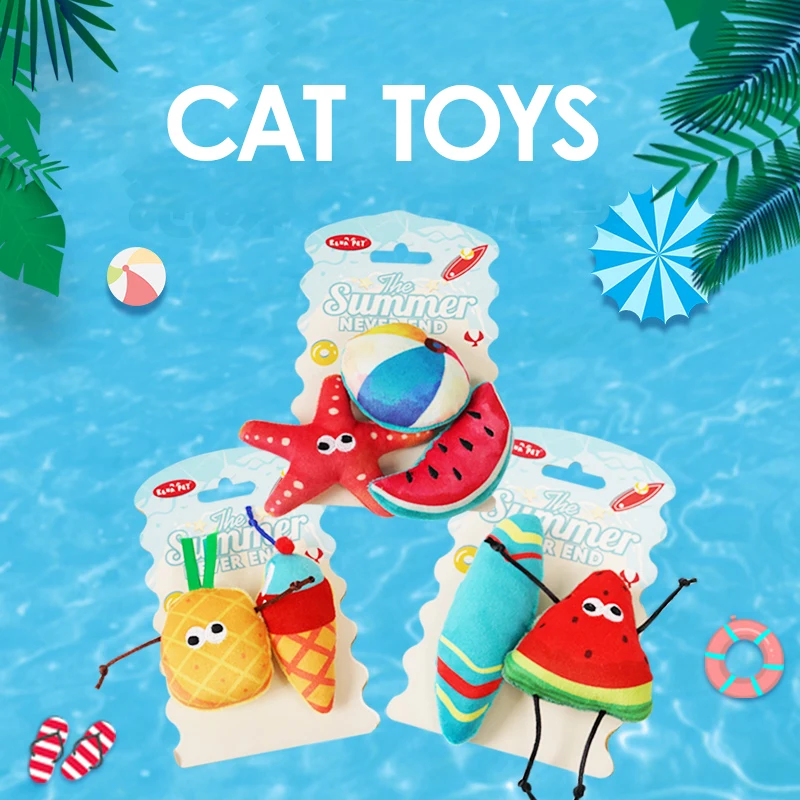 Manufacturer Wholesale Custom Summer Series Interactive Cat Plush Toy Set