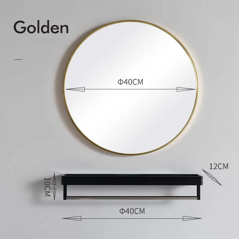 Northern Europe Modern Simplicity Style Black White Gold 40cm Circular Bathroom Mirror Washroom Wall Mounted Mirrors зеркало