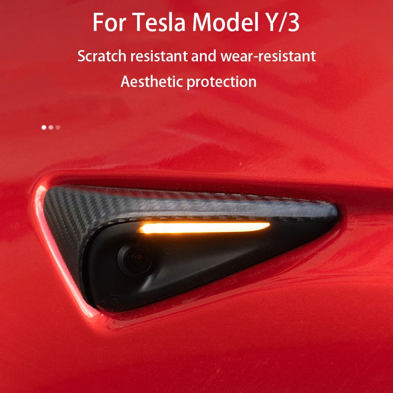 For Tesla New Model 3 Highland 2024/Model Y Side Camera Cover Lens Protector Real Carbon Fiber Bright/Matte Carbon Fiber Pattern