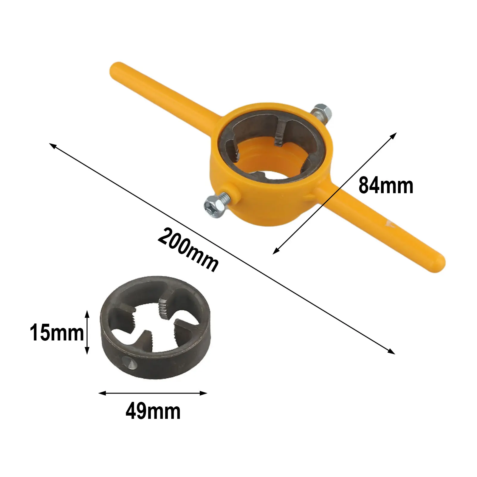 PVC Thread Tool Maker 1/2 3/4 1inch 200mm Length Plastic + Alloy Yellow 50mm Lower Diameter 6pcs/set Pipe Threader