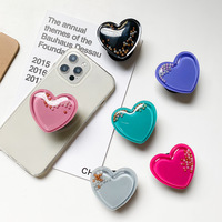 Lazy Bracket Quicksand Phone Holder Liquid Griptok Extendable Finger Heart Love Handle  Popping Support for Mobile