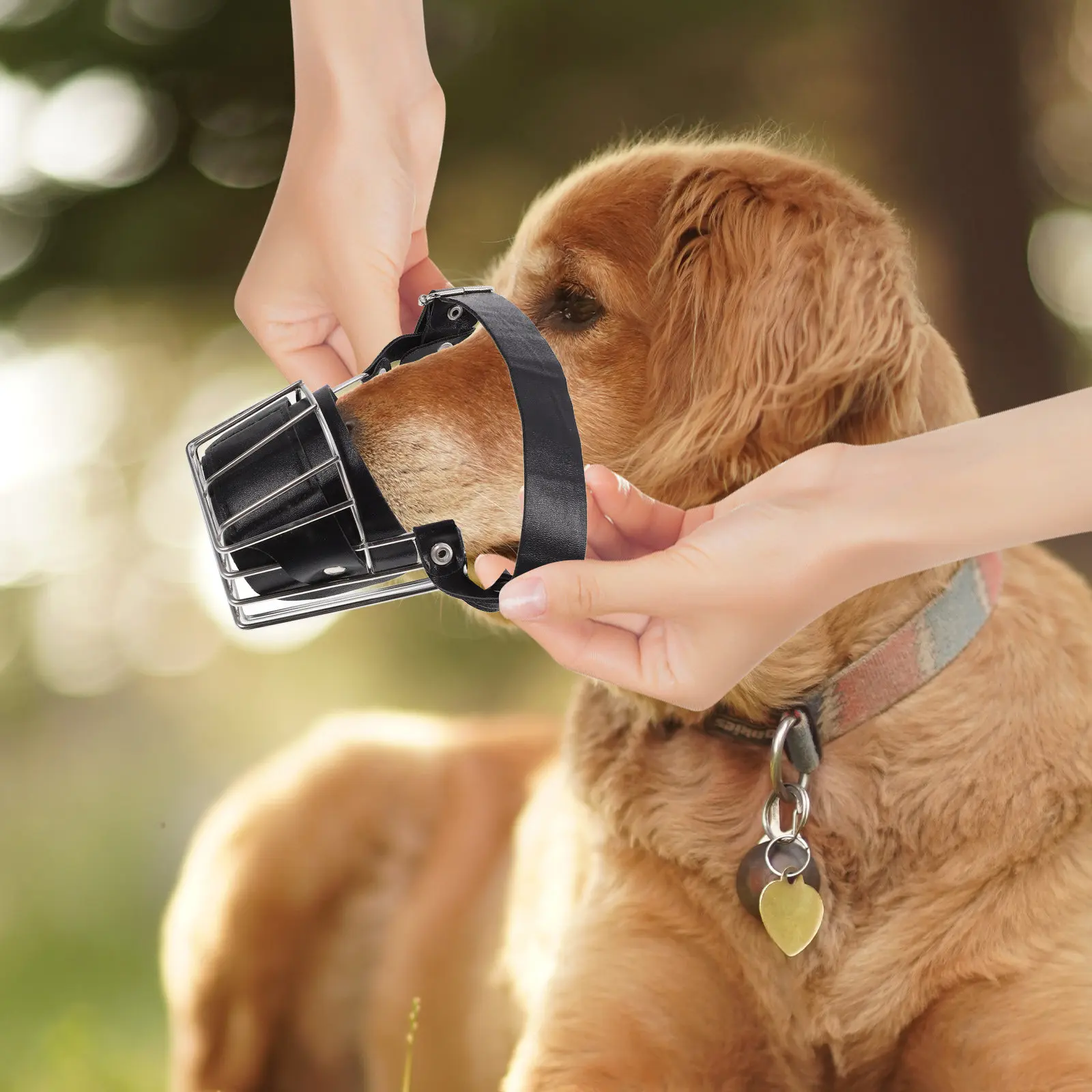 

Регулируемый намордник для собак 305 см из нержавеющей стали с дышащим дизайном для щенков, для тренировок на улице, защита от укусов, заглушка для рта питомца