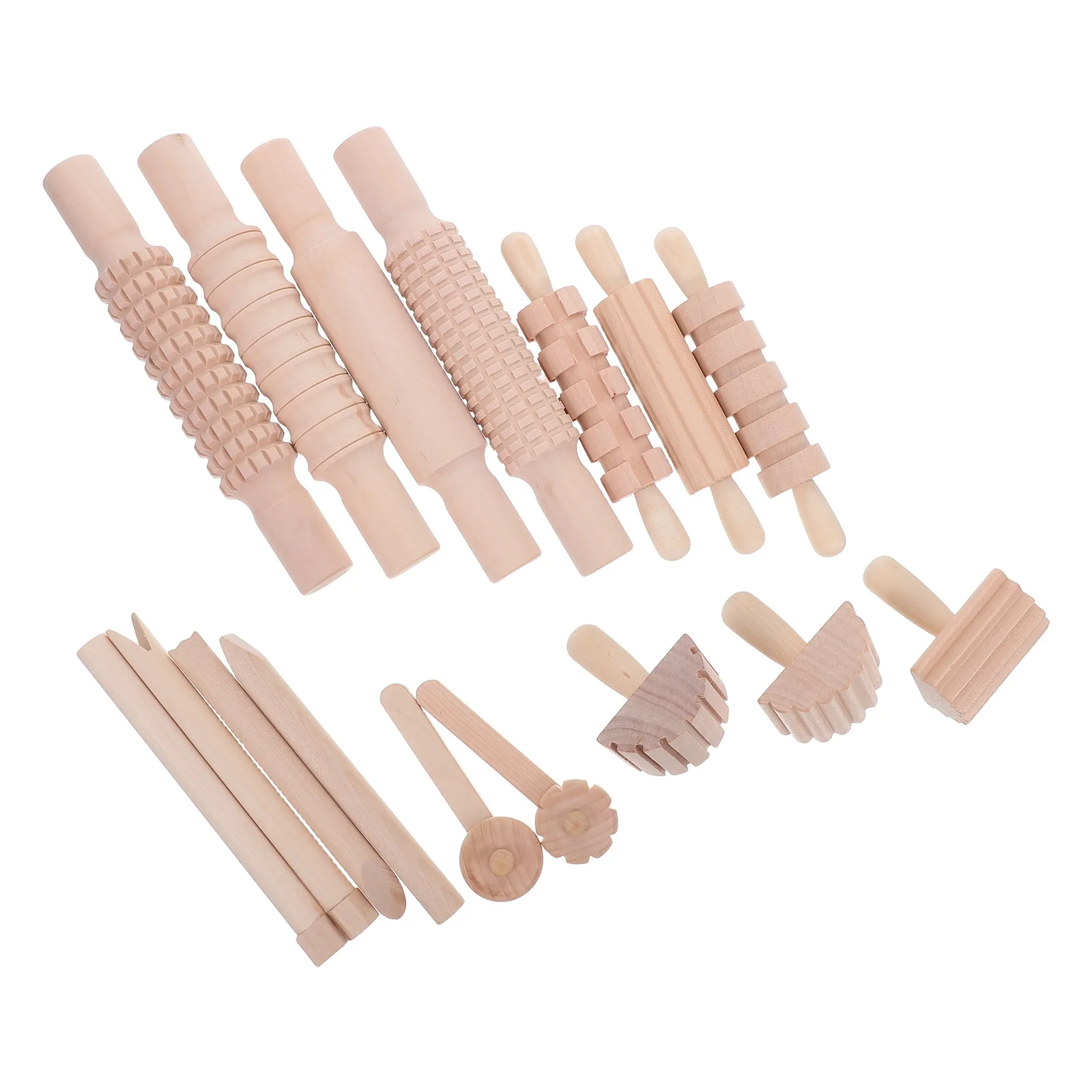 

1Set Children's Clay Tool Set Wooden Pottery Tools Dough Roller Stamps Mini Rolling Pins Air Dry Clay Modeling Supplies
