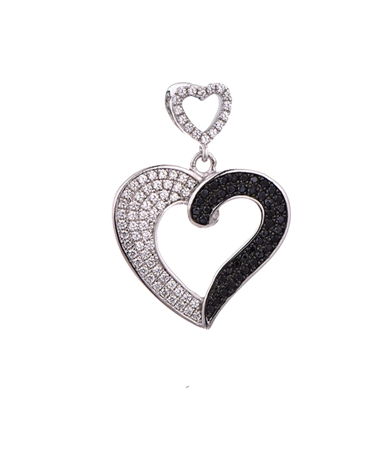 

Custom Oem Wholesale Italian 925 Sterling Silver Black Spinel CZ Romantic Heart-Shaped Charms Pendants For Women Gifts