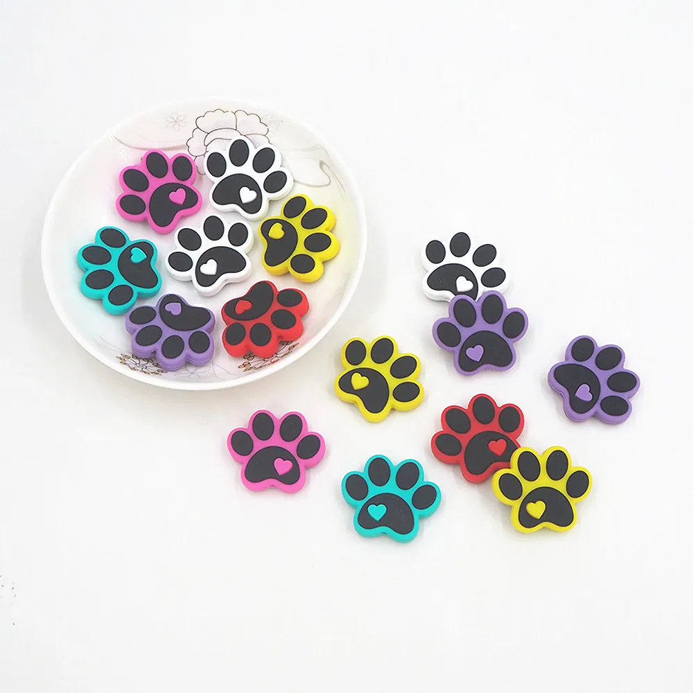 

Chenkai 50PCS Cartoon Dog Paw Silicone Beads DIY Focal Bead BPA Free Infant Chewable Dummy Necklace Pacifier Toy Accessories