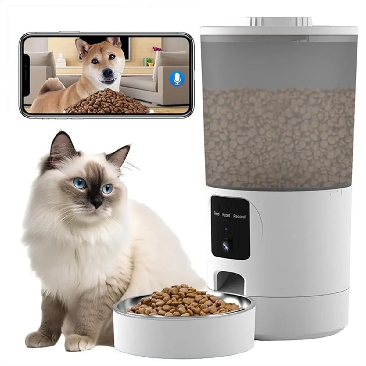 Hot Sale Automatic Cat Feeder 140° Wide Angle 6L Large Food Storage Container Detachable Easy Clean for Pet US Plug