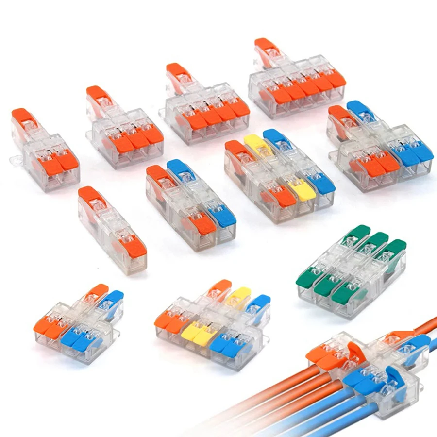 10/50/100PCS Mini Quick Plug Push-in Spring Terminals Universal Compact Electrical Connectors Disconnect Terminals for Wire