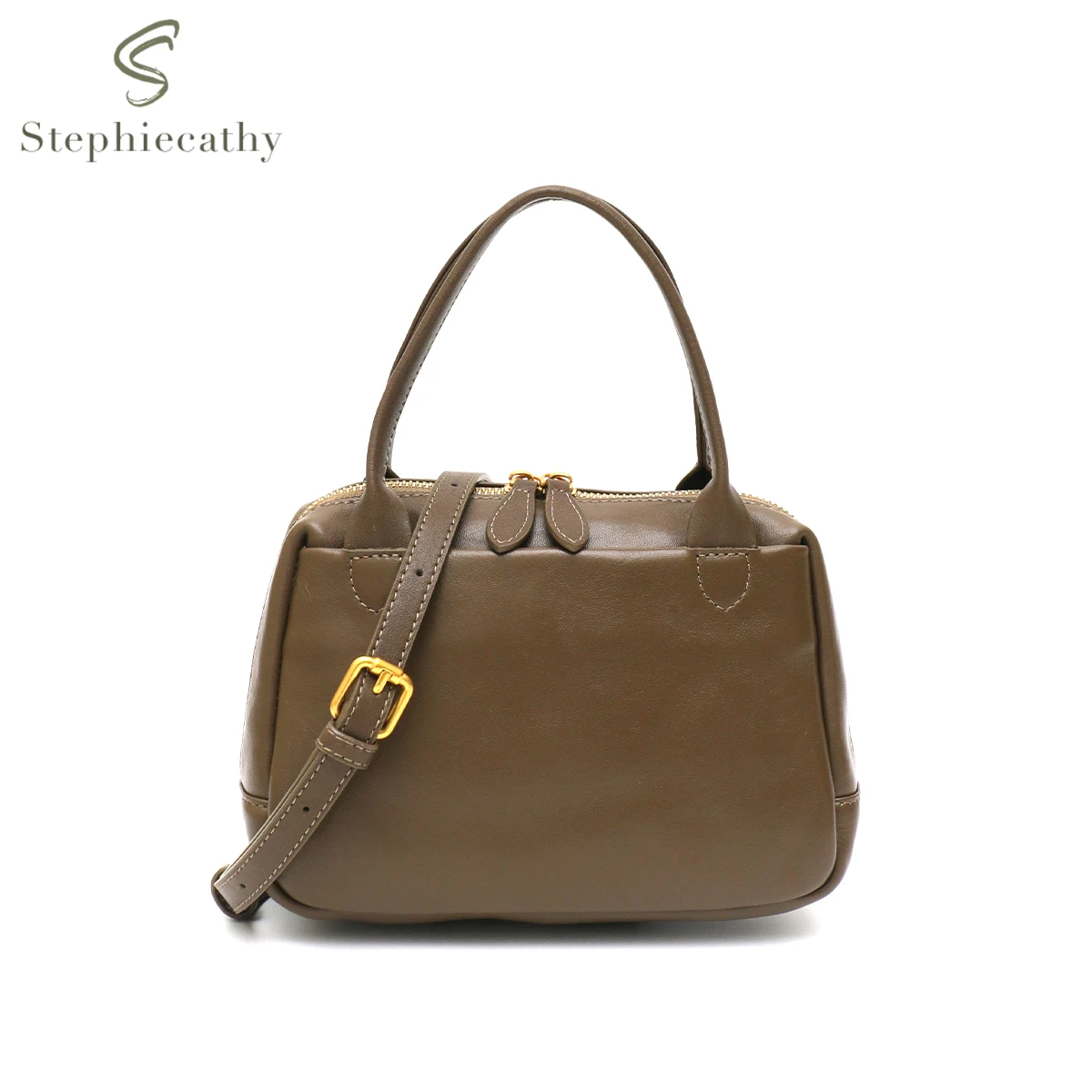 SC Vintage Cowhide Leather Top-handle Bag Women Casual Handbag Cross body Shoulder Purse Multi Pockets Portable Daily Commute