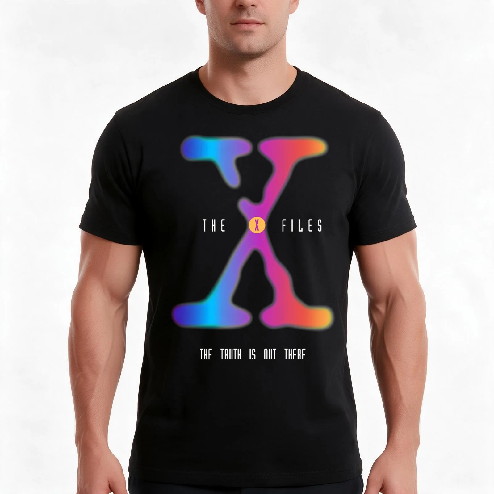 Colourful X Files Logo T-Shirt, Summer Casual Cotton Tee, Oversized Streetwear Tops, Vintage Graphic Print, Unisex Men Women