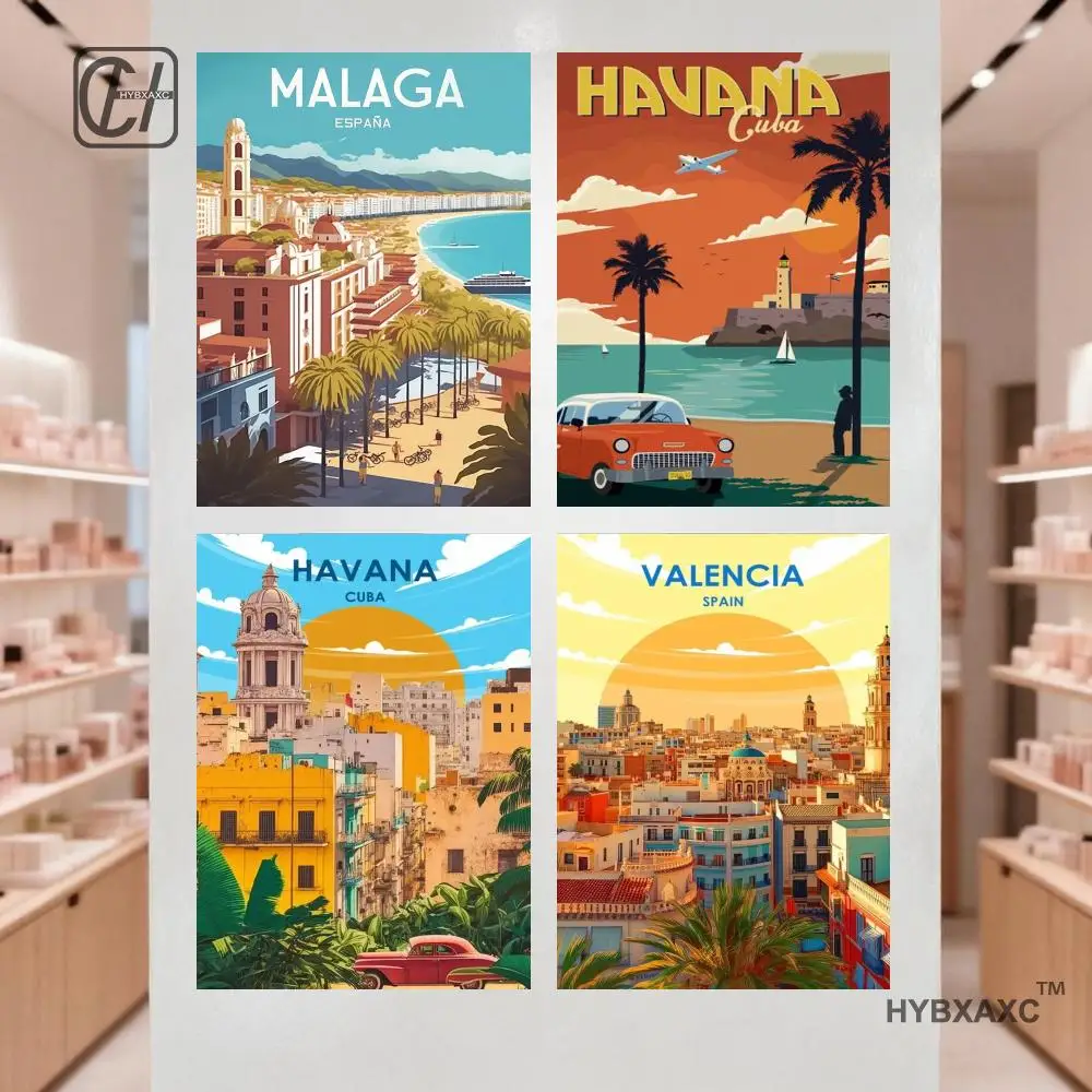 Spain Travel Poster Paris Gran Canaria Barcelona Madrid Granada Landscape Canvas Print Painting Wall Art Picture Room Home Decor