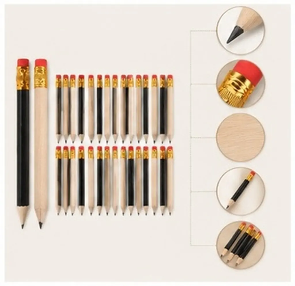 144Pcs Pencils Small Pre-Sharpened Wood Pencils with Eraser Versatile for Bridal Favors Classroom Study Office