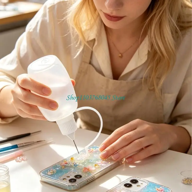 R53F DIY Detail Liquid Bottle Set with Fine Tip Nozzles, Plastic Squeeze Bottles with Pin Covers for Careful Use Daily