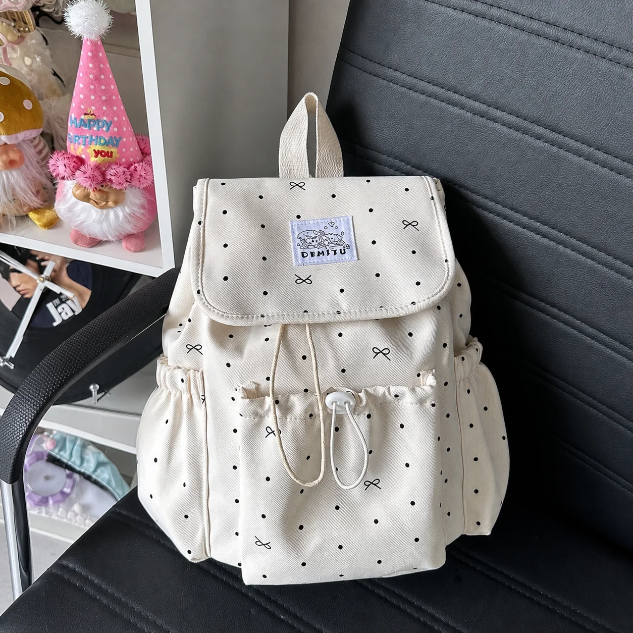 Lightweight Daypack Compact Travel Backpack Polka Dot Backpack Cute Casual Backpack For 12-Inch Laptop Daily Outings B5 Notebook