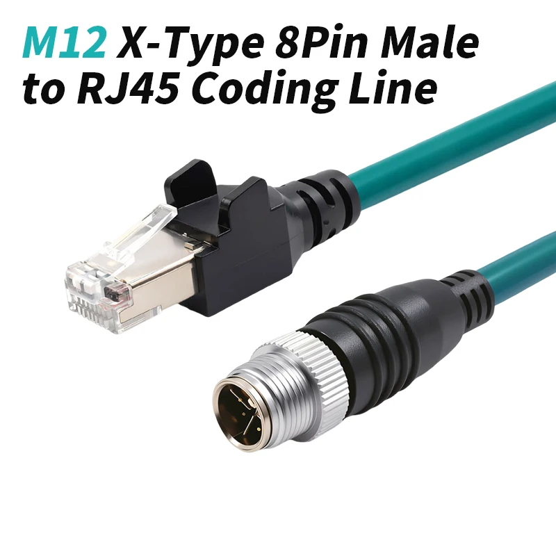 M12 8Pin X-type to RJ45 Industrial Ethernet Cable Compatible With Sick Cognex CCB-84901-2001-05 Coding Line M12 Male to RJ45 Wir