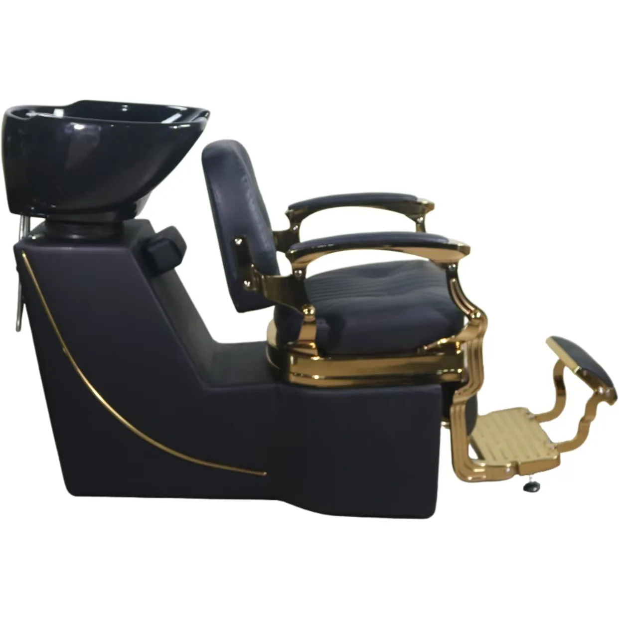 Semi-reclining shampoo bed with shampoo basin, barber shop shampoo and beauty bed, with pedals