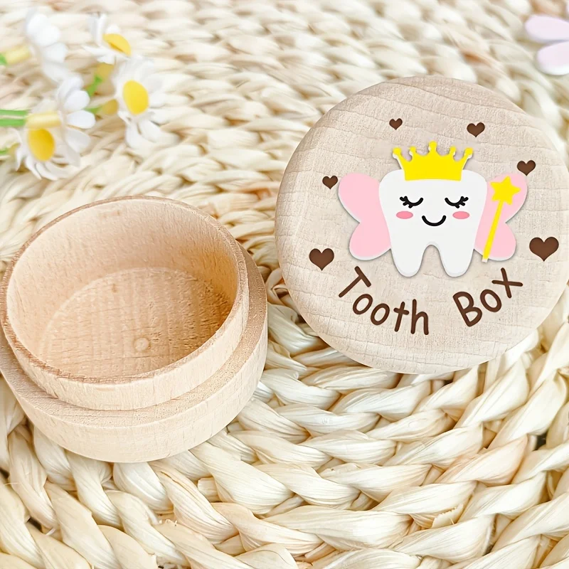 Precious Wooden Box 2D Baby Teeth Fetal Hair Preservation Souvenir Precious Birth Gift Memory Keepsake Multi-functional Simple