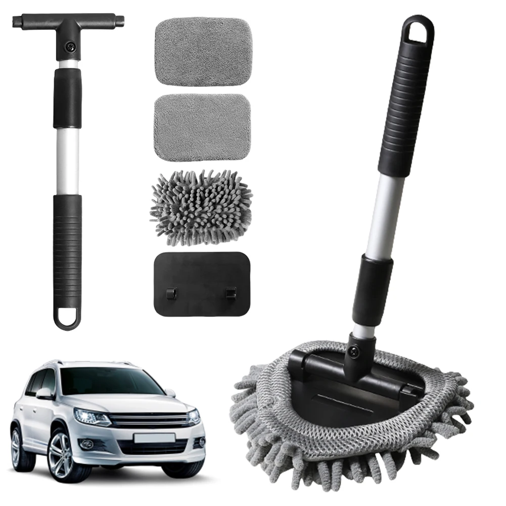 

Телескопическая щетка для запотевания окон со сменной накладкой, алюминиевая щетка с длинной ручкой, набор щеток для чистки стекла для салона автомобиля, стеклоочиститель